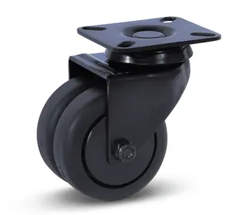 MESO Rueda giratoria doble negra con placa superior - 75mm - 150kg