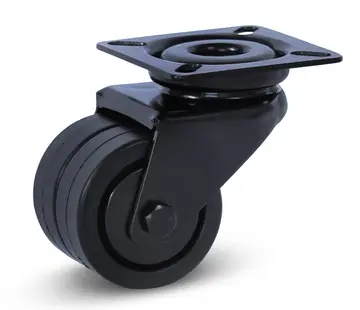 MESO Rueda giratoria doble negra con placa superior - 50mm - 90kg