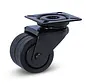 Rueda giratoria doble negra con placa superior - 50mm - 90kg