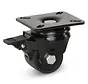 Rueda giratoria de nylon negro con freno y placa superior - 50mm - 300kg