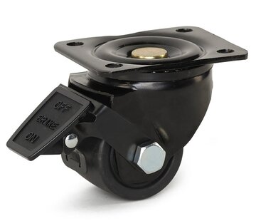 MESO Rueda giratoria de nylon negro de alta resistencia con freno y placa superior - 75mm - 600kg