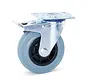 Rueda giratoria de caucho gris con freno y placa superior - 125mm - 100kg - Rayada C