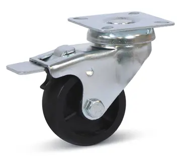 MESO Rueda giratoria de PP negra frenada con placa superior - 50mm - 50kg