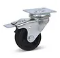 Rueda giratoria de PP negra frenada con placa superior - 50mm - 50kg