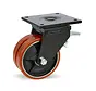 Doble rueda giratoria de PU extra resistente con freno y placa superior - 200mm - 2200kg