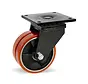 Doble rueda giratoria de PU extra resistente con placa superior - 200mm - 2200kg