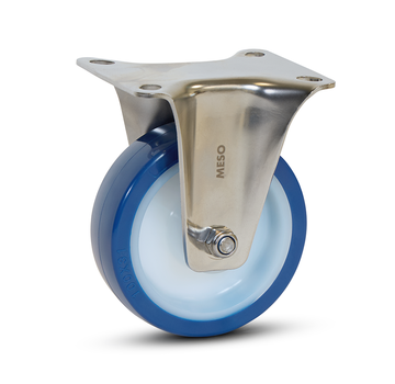 MESO Rueda fija de acero inoxidable PU azul - 100mm -180kg
