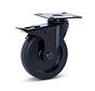 Rueda giratoria para muebles negra con freno con placa superior - 100mm - 90kg