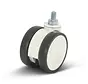 Rueda blanca doble para muebles con rosca - 75mm - 80kg