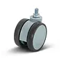 Rueda giratoria gris de doble rosca para muebles - 75mm - 80kg