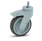 MESO Rueda giratoria de plástico gris con freno y rosca - 125mm - 100kg