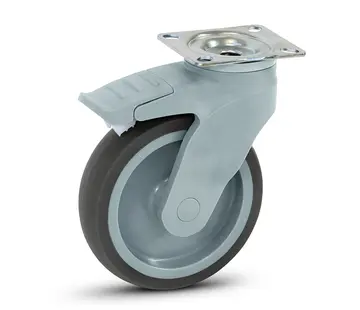 MESO Rueda giratoria de plástico gris con freno y placa superior - 125mm - 100kg