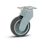 Rueda giratoria de plástico gris con placa superior - 100mm - 100kg