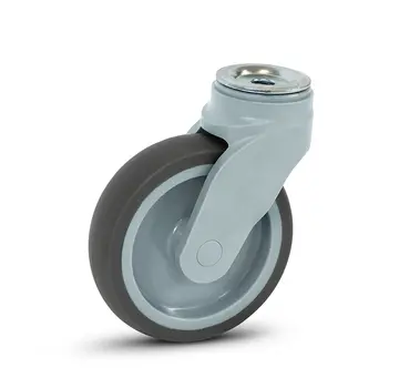 MESO Rueda giratoria de plástico gris con agujero para perno - 125mm - 100kg