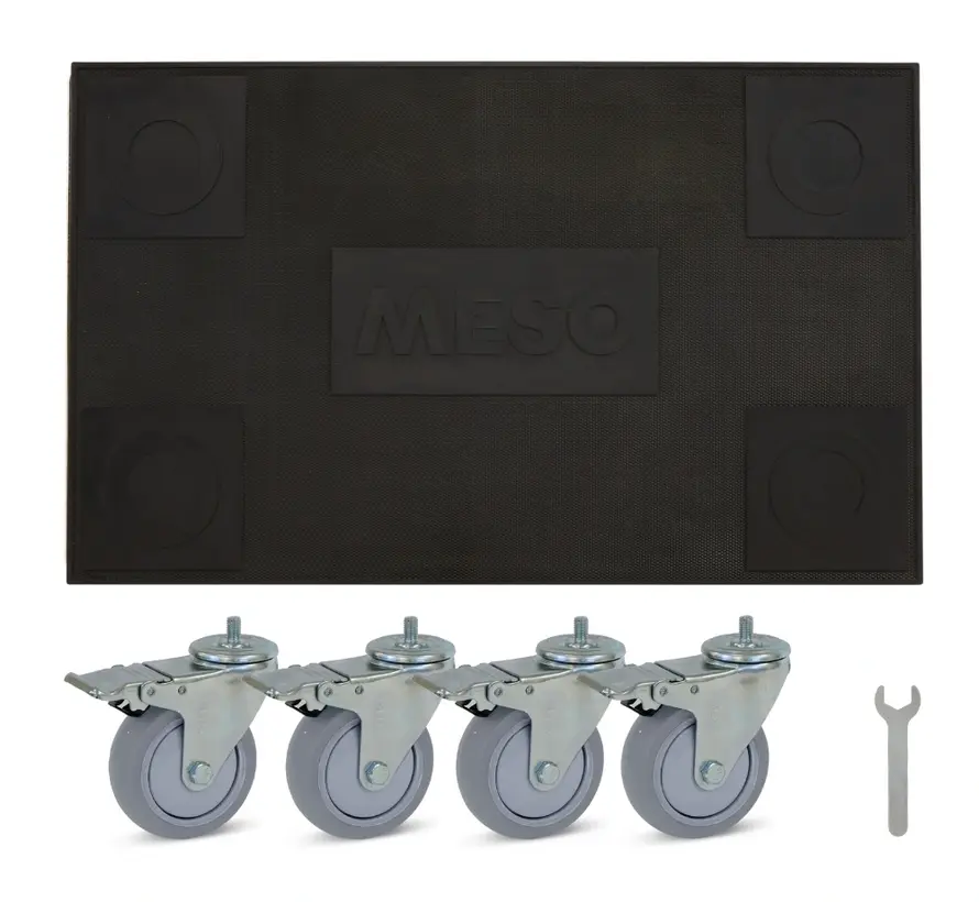 Rodillo para muebles 4 x frenado - Rueda de goma - 580mm x 350mm - 350kg