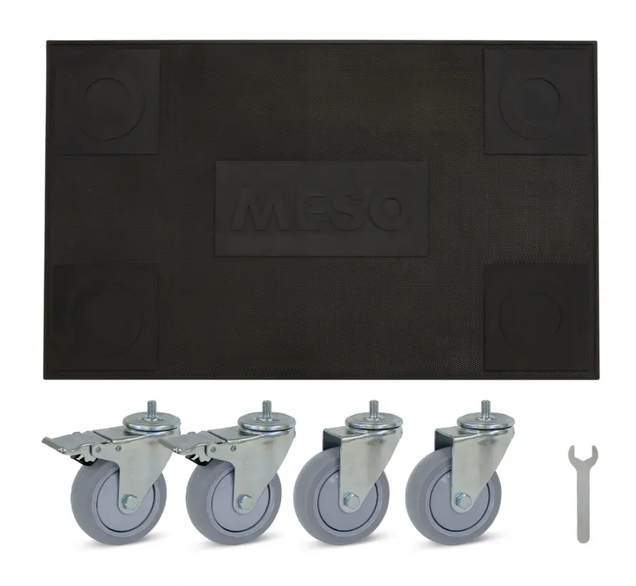 Rodillo para muebles 2 x frenado - Rueda de goma - 580mm x 350mm - 350kg