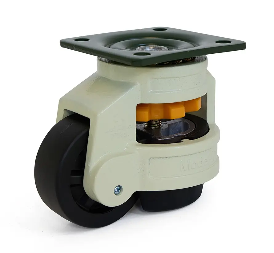 Rueda giratoria elevadora de nylon negro con placa superior - 75mm - 750kg