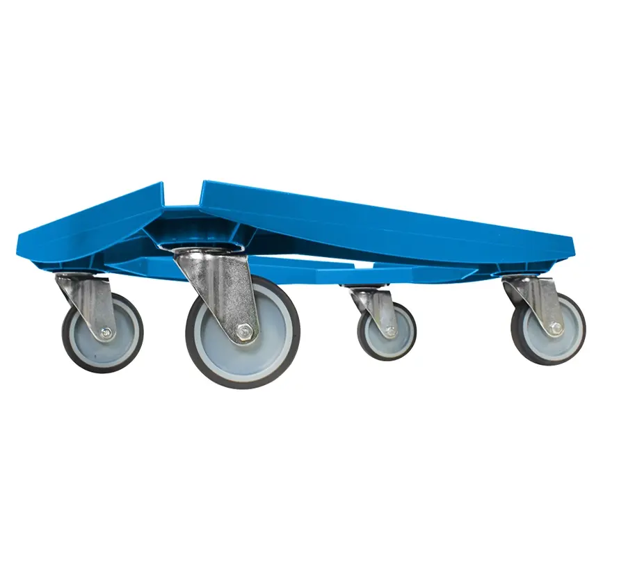 MESO - Carrito de transporte - Plataforma de rodillos ABS - Azul - Superficie de carga 600 x 400mm - 4 ruedas giratorias TPR - 100mm - 250kg