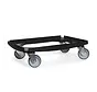 MESO - Carrito de transporte - Plataforma de rodillos ABS - Negro - Superficie de carga 600 x 400mm - 4 ruedas giratorias TPR - 100mm - 250kg