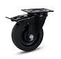 Rueda giratoria de goma negra con freno y placa superior - 125mm - 180kg