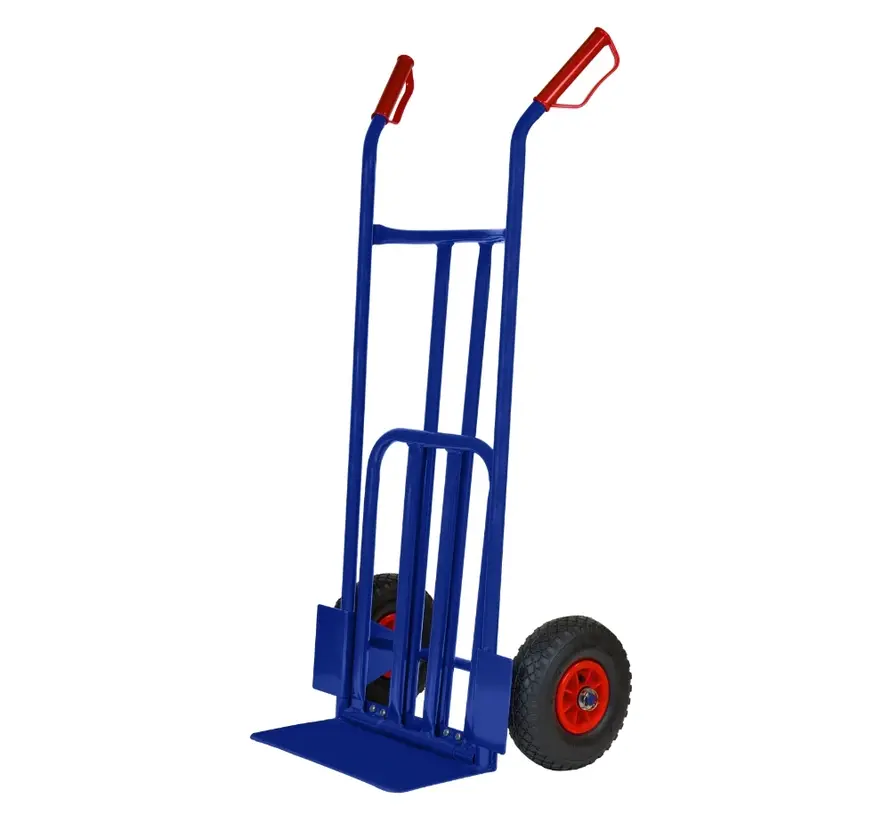 Steekwagen blauw - incl. klep - Max 200 kg - Luchtband Rood/Zwart