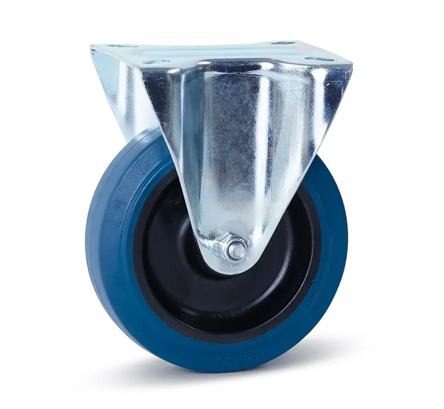 Rueda giratoria de goma elástica azul - 125 mm - 180 kg - En proceso de retirada