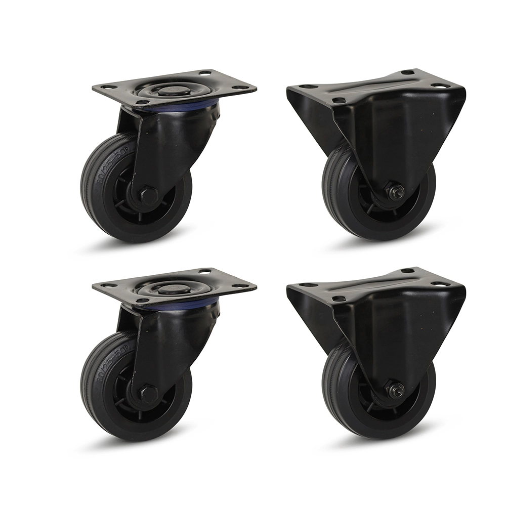 Set 4 Ruote Gommate 40 Mm Con Perno Filettato M8 - Portata 25 Kg L'una, Per Mobili E Tavoli