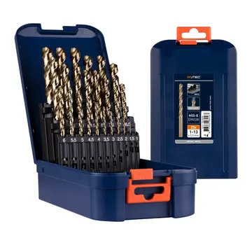 Set di punte a spirale HSS-E - DIN 338 - Tipo N - Bronzo - 25 pezzi