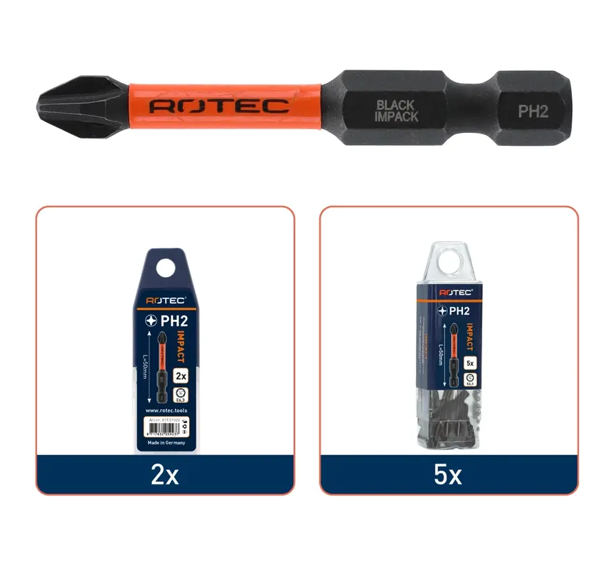 IMPACT - Punta per vite - PH 3 - L=50 - E6.3 - BASIC (5 pezzi)