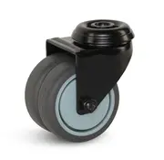 MESO 75 mm twin swivel castor with black housing, bolt and nut -
