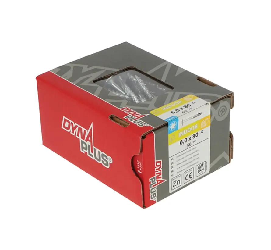 Dynaplus - Viti a testa svasata Torx 30 - 6 x 80 mm - Zincate - Filettatura parziale (50 pezzi)