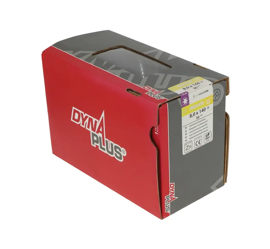 Dynaplus - Viti a testa svasata Torx 40 - 8 x 140 mm - Zincato - Filettatura parziale (50 pezzi)