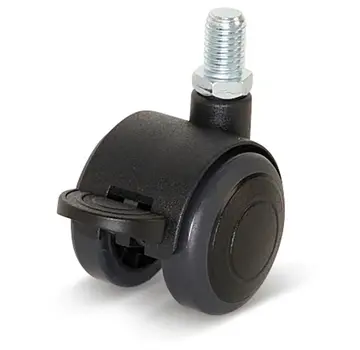 Ruota per mobili Premium, con tappo, 40 mm, frenata in PU con perno filettato 10x15 mm