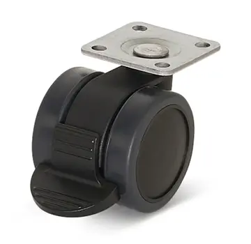 Ruota Premium per mobili, 42 mm, frenata in PU, piastra superiore 36,5x36,5 mm