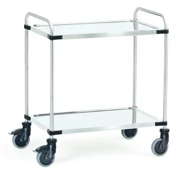 Carrello da servizio Fetra in acciaio inossidabile, piano di carico 800 x 500 mm - 80 kg per ripiano