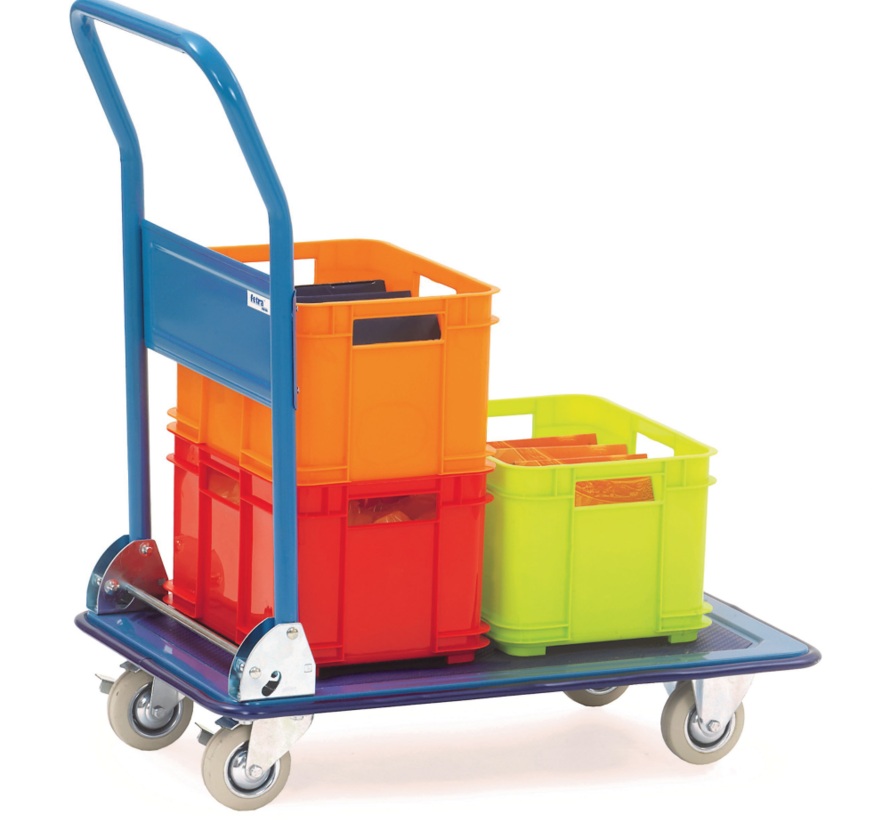 Carrello da magazzino Fetra piano di carico 750 x 480 mm - 150 kg - maniglia pieghevole