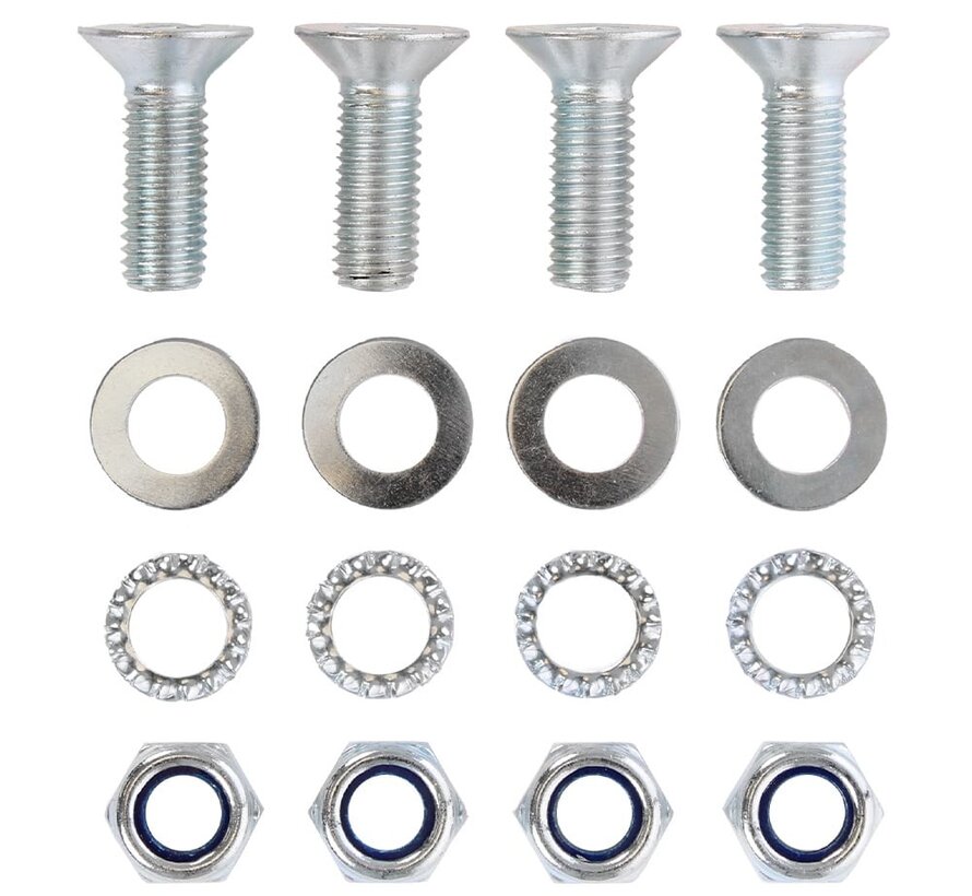 Kit di montaggio M12 - 4x bullone a brugola - 4x rondella dentata - 4x dado autobloccante - 4x rondella