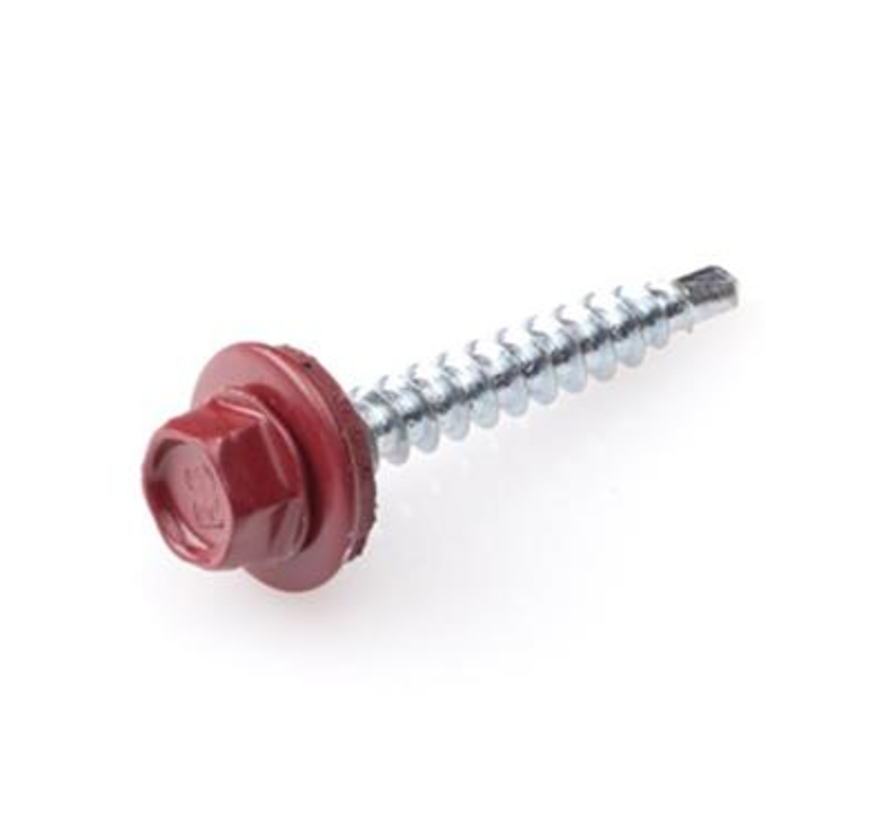 Tetto e facciata - Viti per profilati - 4,8 x 35 mm - Zincato - Voldraad - Rosso (200 pezzi)