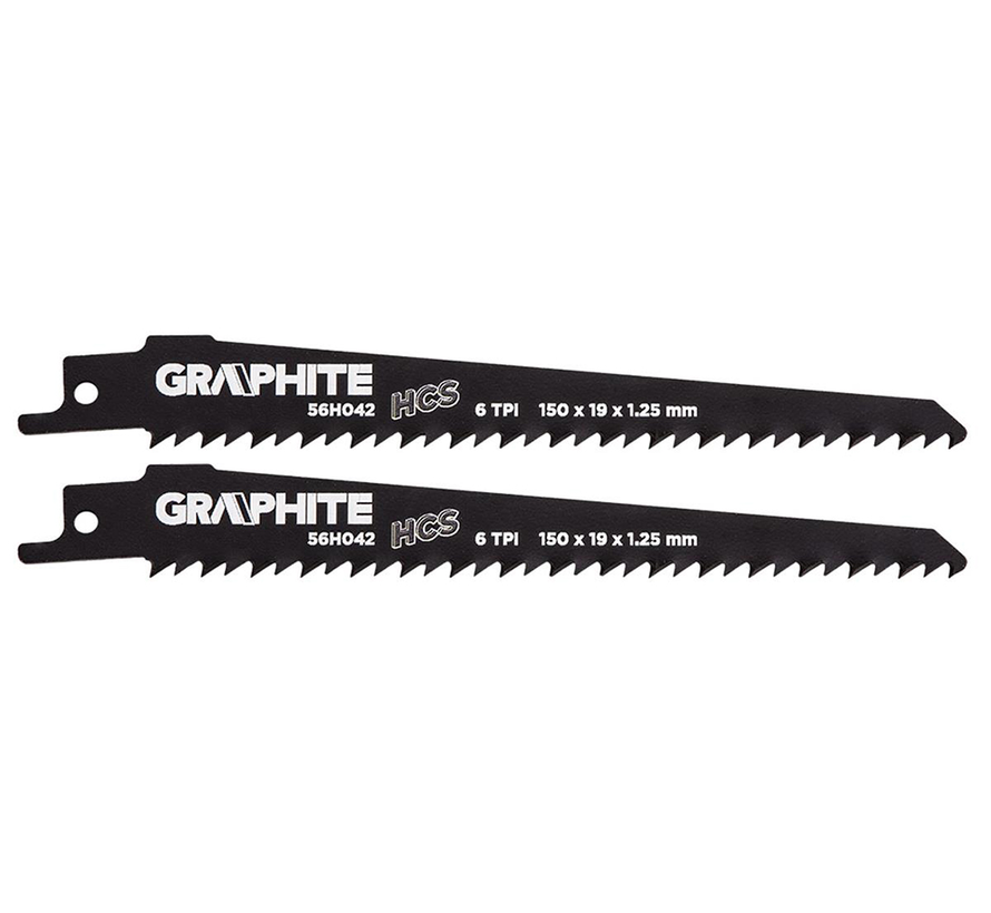 Graphite - Lame per seghe alternative - 6 TPI - 150x19x1,25mm (2 pezzi)