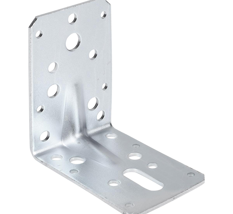 Ancoraggio d'angolo con rastrelliera - 90x90x60mm - Zincato
