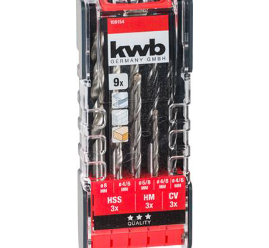 Kwb - Set di trapani combinati - 9 pezzi