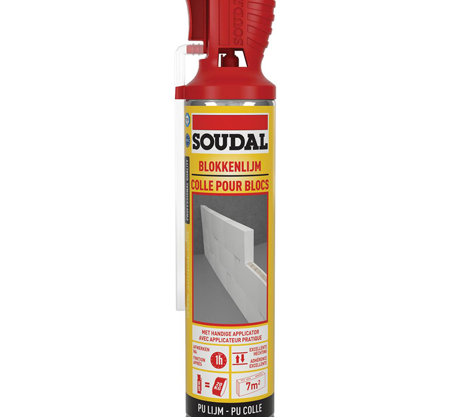Soudal - Adesivo a blocchi Genius - Adesivo poliuretanico ad asciugatura rapida Schiuma PU - 600ml