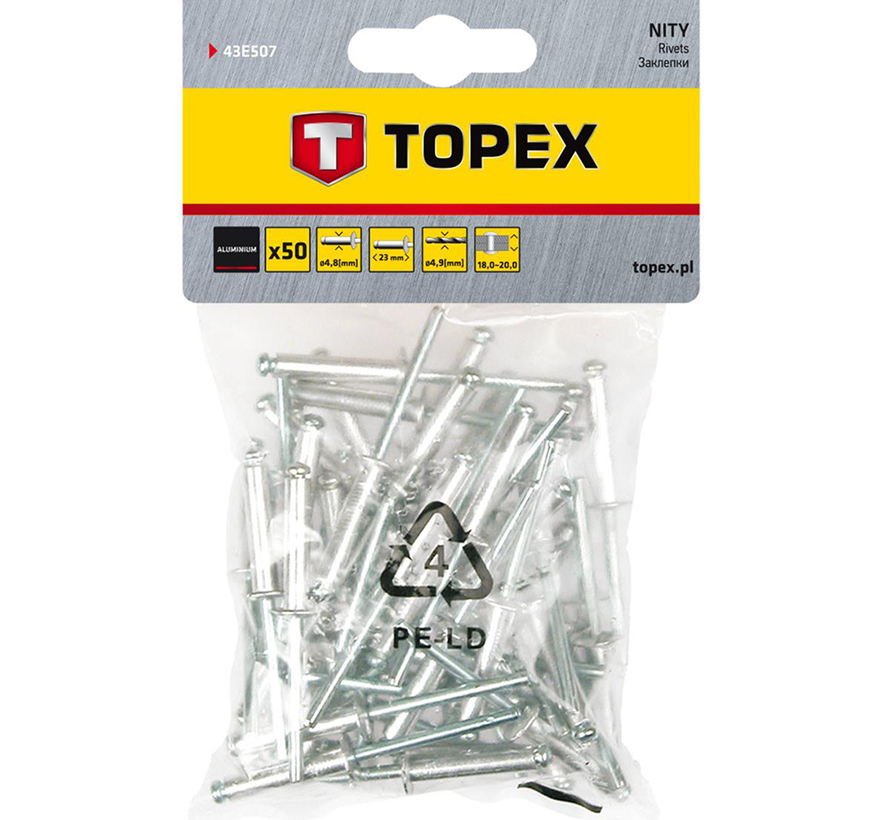 Topex - Rivetti a strappo - 4,8 x 18 mm (50 pezzi)