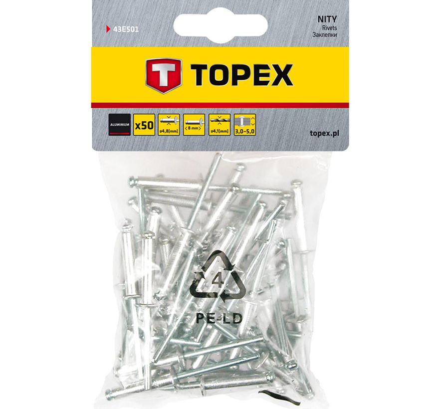 Topex - Rivetti a pressione - 4,8 x 8 mm (50 pezzi)