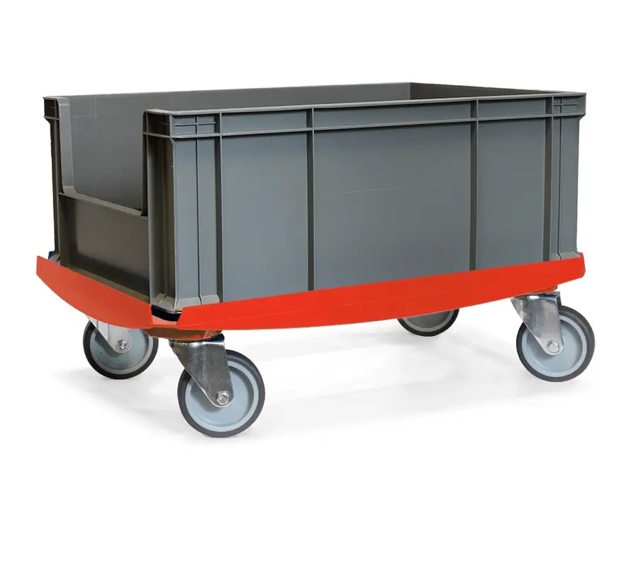 MESO - Carrello di trasporto - Piattaforma a rulli ABS - Rosso - Piano di carico 600 x 400mm - 4 ruote girevoli in TPR - 100mm - 250kg