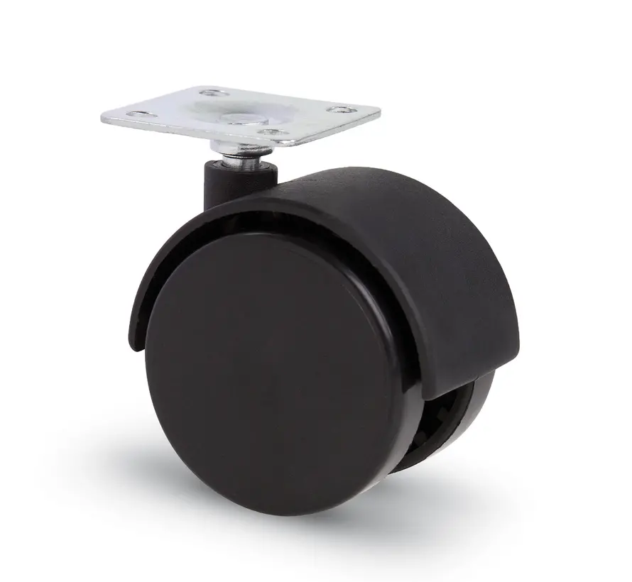 Ruota per mobili con tappo 50 mm Nylon doppio duro con piastra 38x38 mm