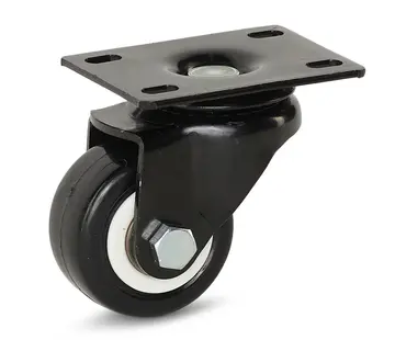 MESO Ruota girevole in PU nero con piastra superiore - 50mm - 60kg