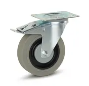 MESO Ruote in gomma grigia frenate con piastra superiore - 125mm - 180kg