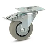 MESO Ruote in gomma grigia frenate con piastra superiore - 100mm - 150kg