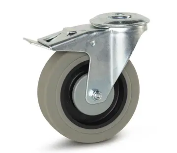MESO Ruote grigie in gomma frenata con foro centrale - 125mm - 180kg